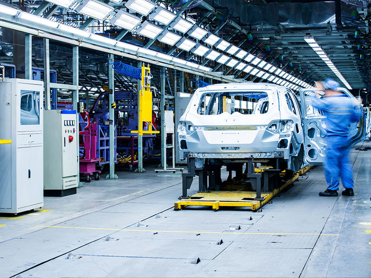 Car factory and workers
