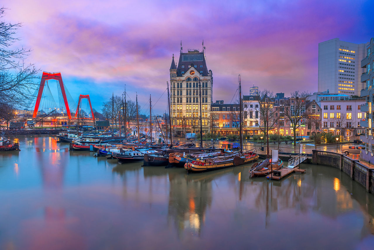 Rotterdam, Netherlands from Oude Haven Old Port at Twilight.; Shutterstock ID 2291650477; NP: CS Netherlands