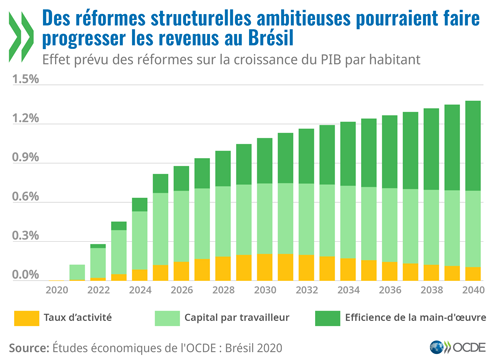 © Etudes économiques de l'OCDE : Brésil 2020 - Des réformes structurelles ambitieuses pourraient faire progresser les revenus du Brésil (graphique)