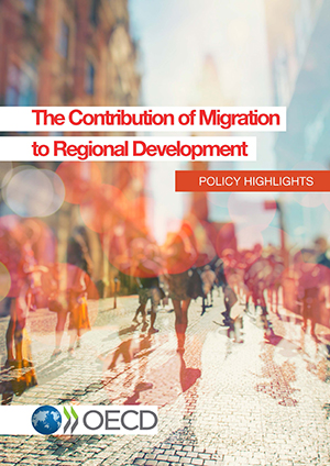 This is the cover of the Policy highlights of the report called contribution of migration to regional development.
