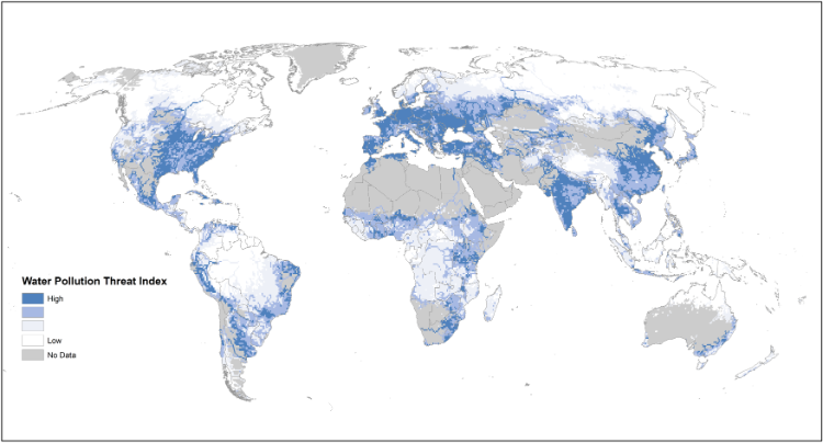 Figure 1.1. Global distribution of water pollution hazard, 2000