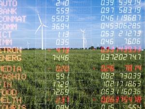 Trading graph on Wind turbine power generator, Business financial concept Shutterstock 709751863