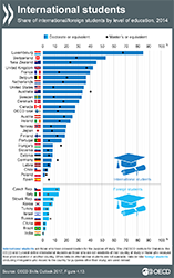 International students: Share of international/foreign students by level of education